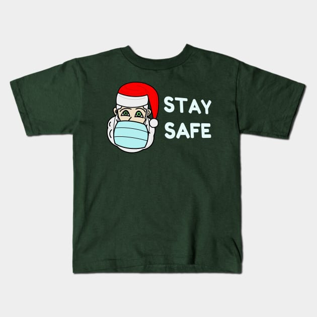 Santa Claus with a face mask - "Stay safe" Kids T-Shirt by Artemis Garments